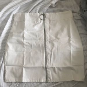 White faux leather skirt